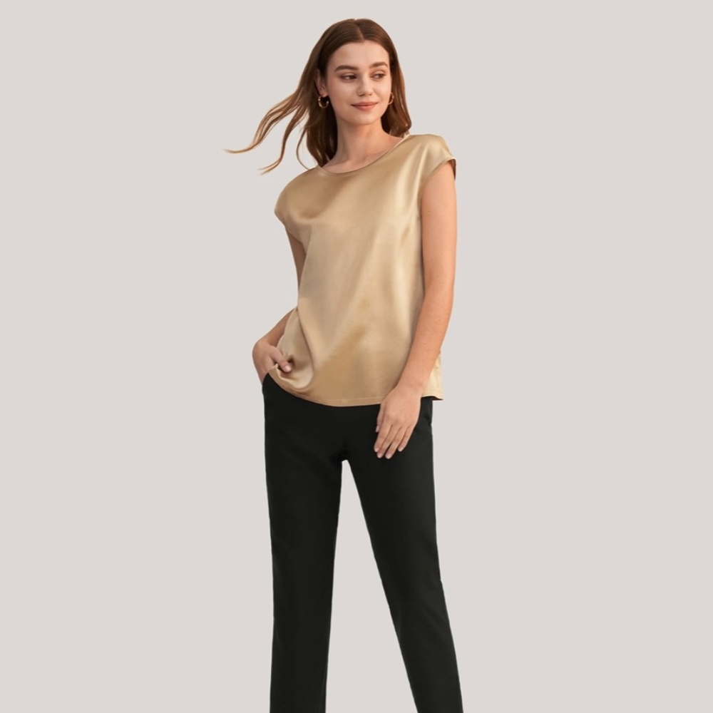 Lilysilk Basic Cap Sleeves Silk Tee